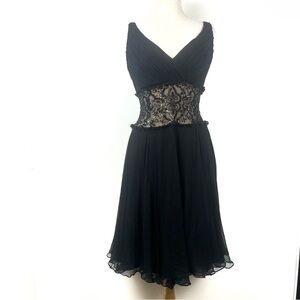Tadashi Vintage Black Silk Sequin A-Line Fit & Flare Cocktail Dress | Size 6